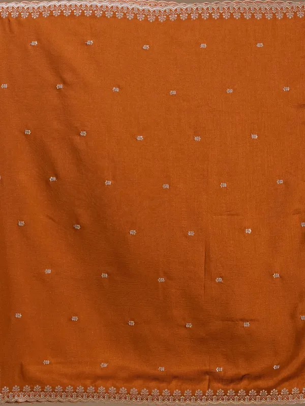 Rust_Soft_Raw_Silk_Threadwork_Straight_Kurta_With_Pant_Regular_And_Dupatta