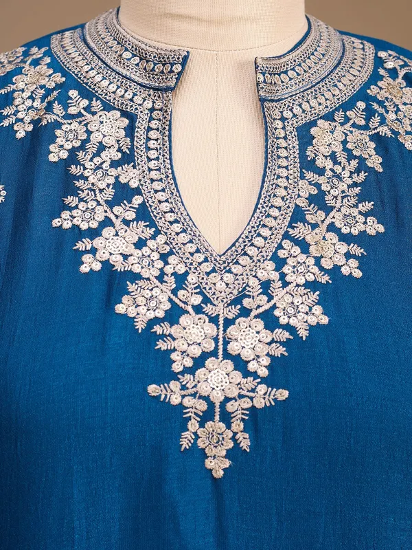 Blue_Soft_Raw_Silk_Threadwork_Straight_Kurta_With_Pant_Regular_And_Dupatta