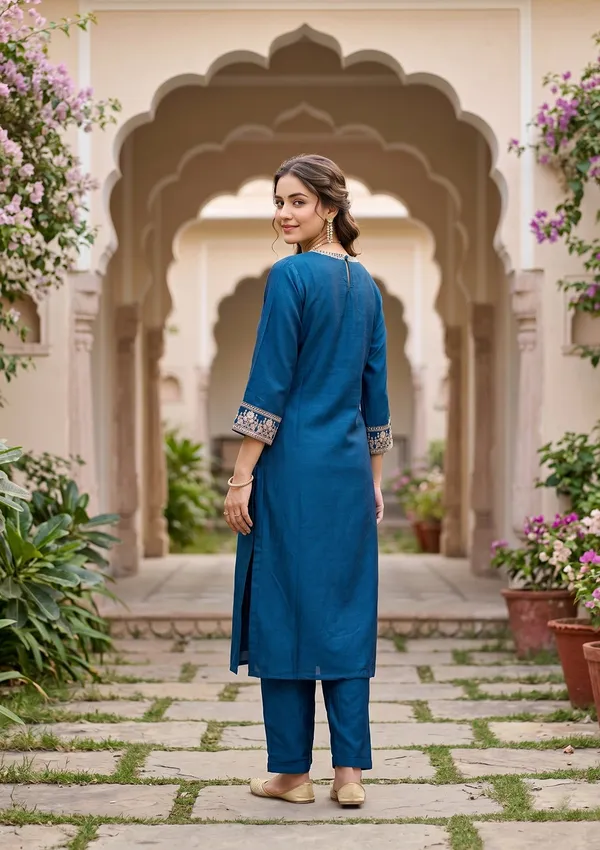 Blue_Soft_Raw_Silk_Threadwork_Straight_Kurta_With_Pant_Regular_And_Dupatta