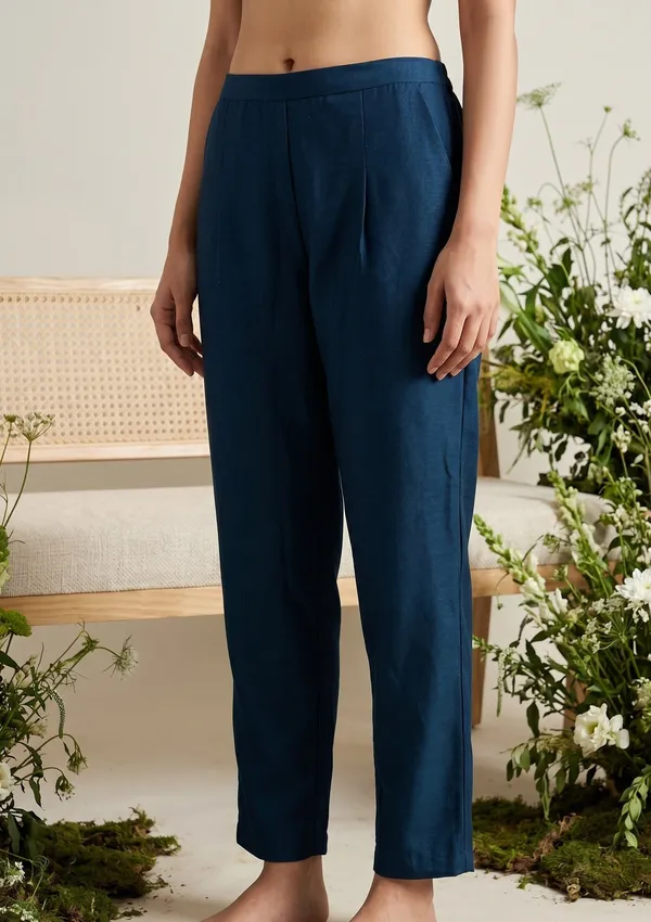 Navy_Blue_Soft_Raw_Silk_Threadwork_Anarkali_Kurta_With_Regular_Pant_And_Dupatta