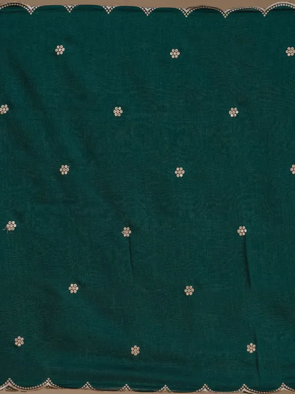 Bottle_Green_Soft_Raw_Silk_Threadwork_Anarkali_Kurta_With_Regular_Pant_And_Dupatta