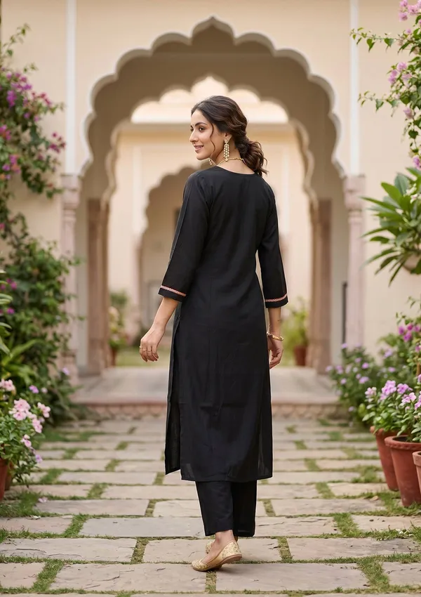 Black_Art_Silk_Cording_A_Line_Kurta_With_Pant_Regular_And_Dupatta