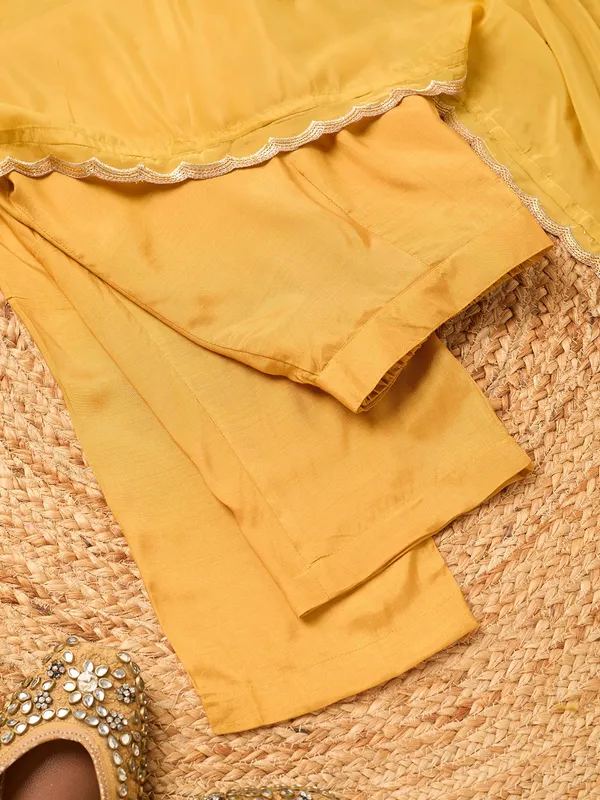 Mustard_Semi_Crepe_Threadwork_Straight_Kurta_With_Pant_Regular_And_Dupatta