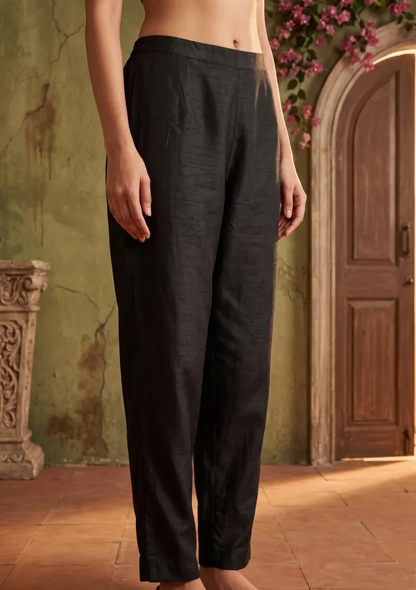 Black_Semi_Crepe_Gold_Zariwork_Straight_Kurta_With_Pant_Regular_And_Dupatta