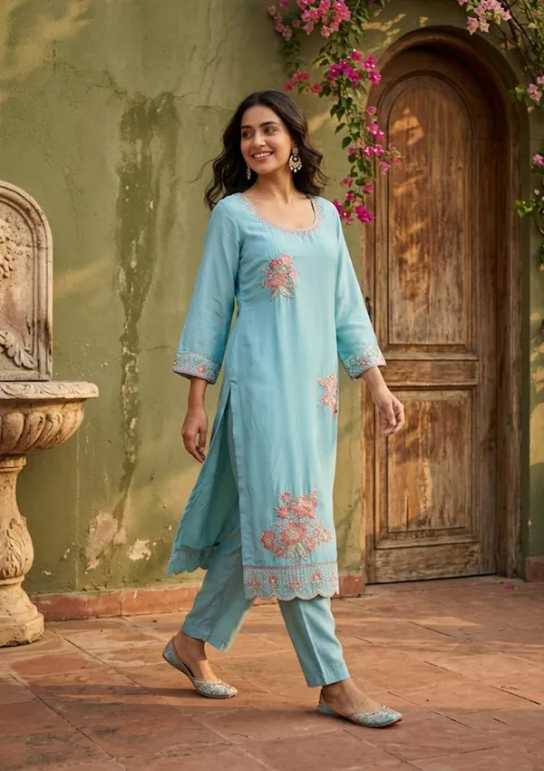 Sky_Blue_Semi_Crepe_Threadwork_Straight_Kurta_With_Pant_Regular_And_Dupatta