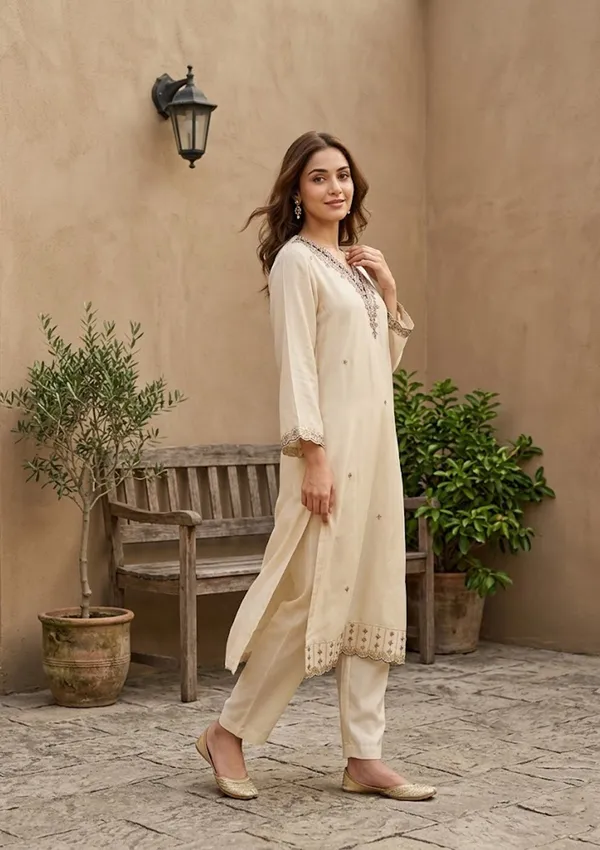 Cream_Semi_Crepe_Gold_Zariwork_Straight_Kurta_With_Pant_Regular_And_Dupatta