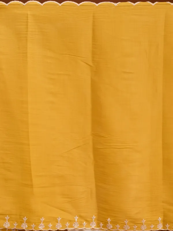 Mustard_Chanderi_Gold_Zariwork_Straight_Kurta_With_Pant_Regular_And_Dupatta