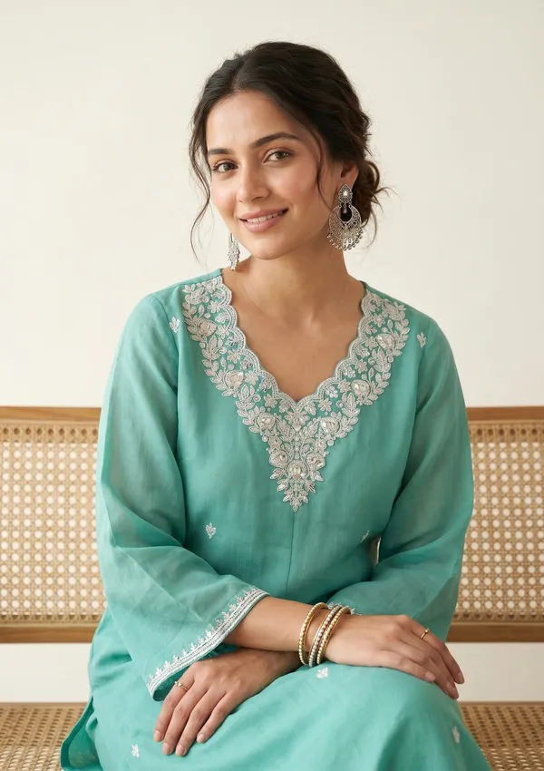 Sea_Green_Soft_Raw_Silk_Threadwork_Straight_Kurta_With_Regular_Pant_And_Dupatta