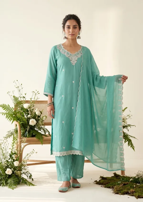 Sky_Blue_Chanderi_Threadwork_Straight_Kurta_With_Pant_Regular_And_Dupatta
