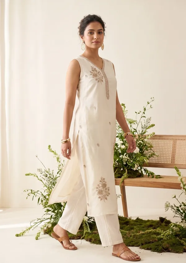 Off_White_Chanderi_Gold_Zariwork_Straight_Kurta_With_Pant_Regular_And_Dupatta