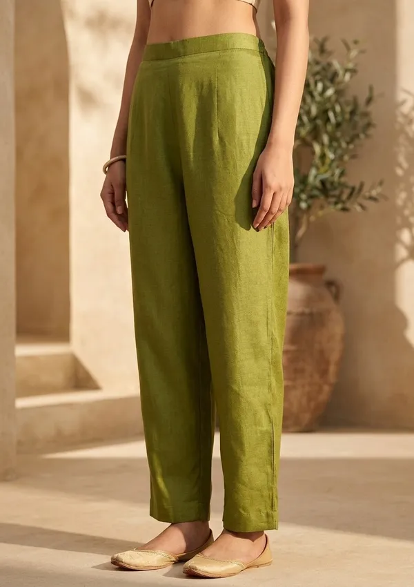 Mehendi_Raw_Silk_Floral_Stonework_Straight_Kurta_With_Pant_Regular_And_Dupatta