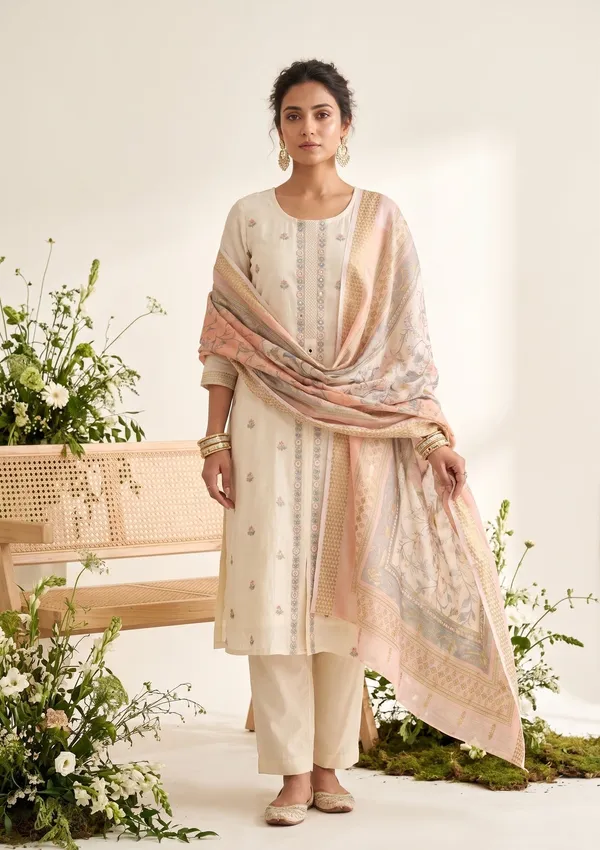 Cream_Peach_Chanderi_Threadwork_Straight_Kurta_With_Regular_Pant_And_Dupatta