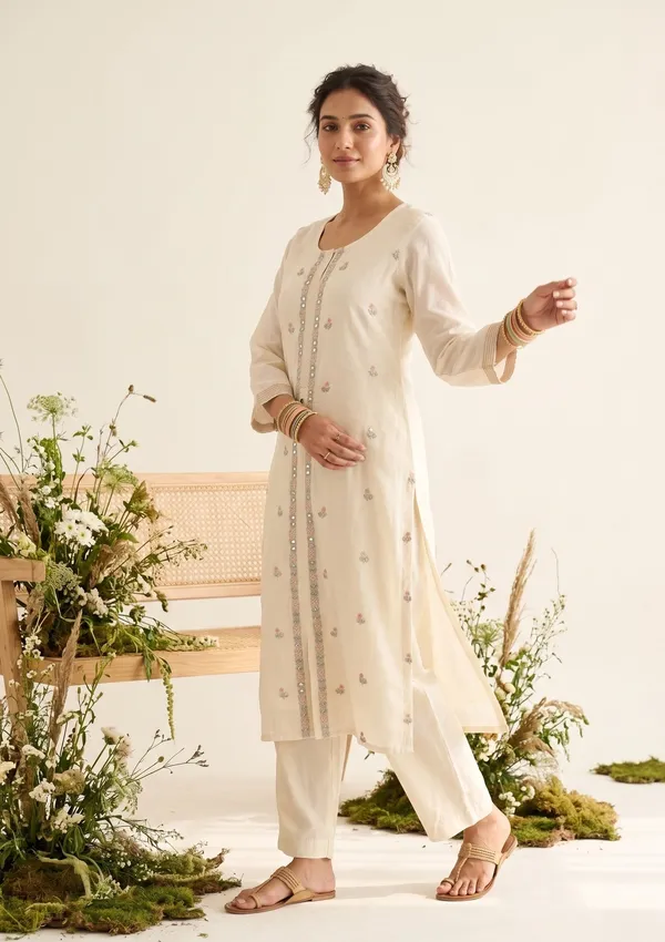 Cream_Peach_Chanderi_Threadwork_Straight_Kurta_With_Regular_Pant_And_Dupatta