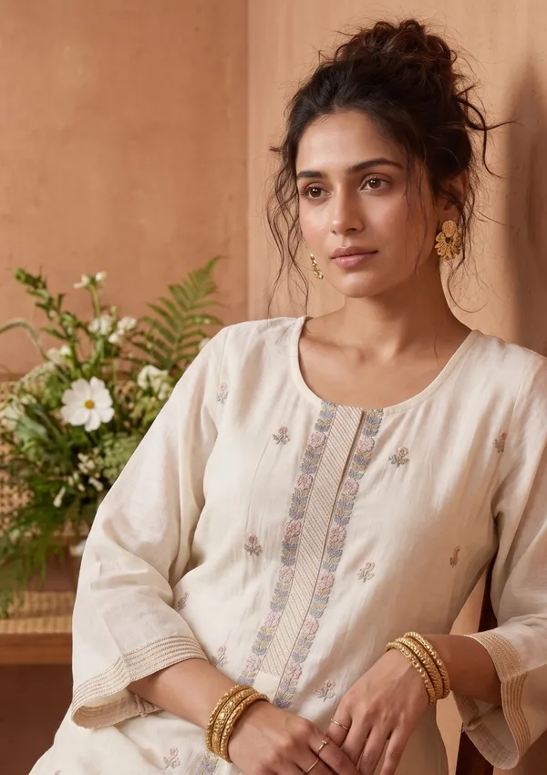 Cream_Peach_Chanderi_Threadwork_Straight_Kurta_With_Regular_Pant_And_Dupatta
