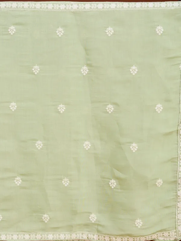 Pista_Green_Chanderi_Threadwork_Straight_Kurta_With_Pant_Regular_And_Dupatta