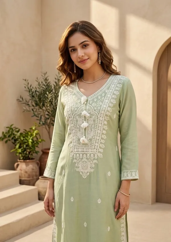 Pista_Green_Chanderi_Threadwork_Straight_Kurta_With_Pant_Regular_And_Dupatta