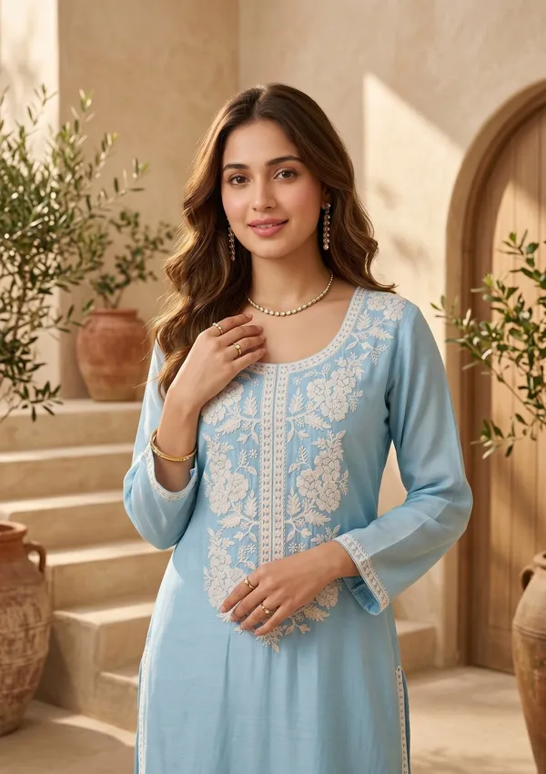 Sky_Blue_Chanderi_Threadwork_Straight_Kurta_With_Pant_Regular_And_Dupatta