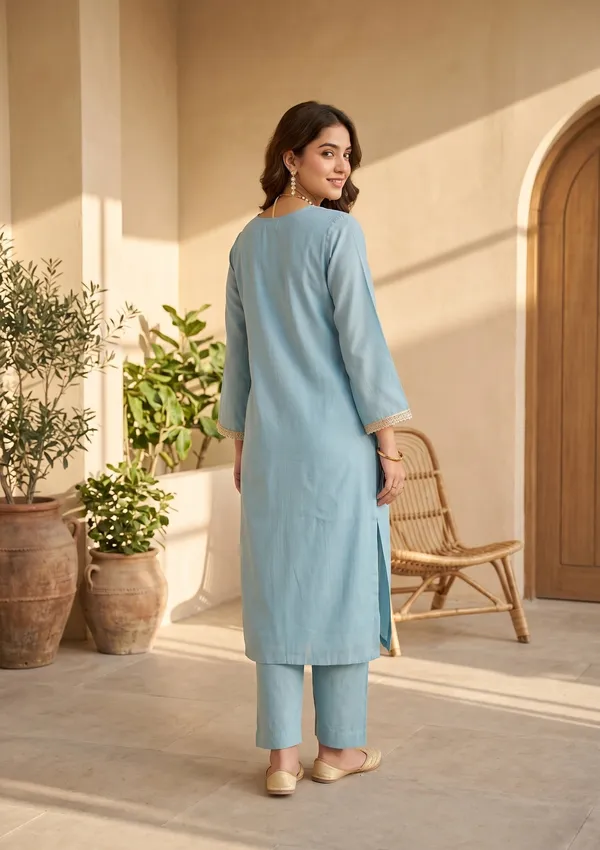 Sky_Blue_Chanderi_Threadwork_Straight_Kurta_With_Pant_Regular_And_Dupatta