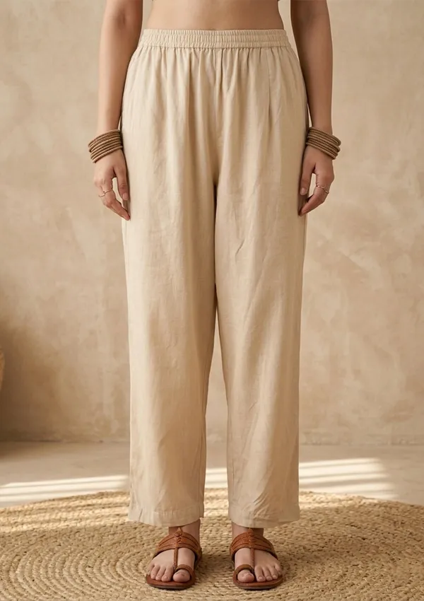 Beige_Brown_Cotton_Threadwork_Straight_Kurta_With_Pant_Regular_And_Dupatta