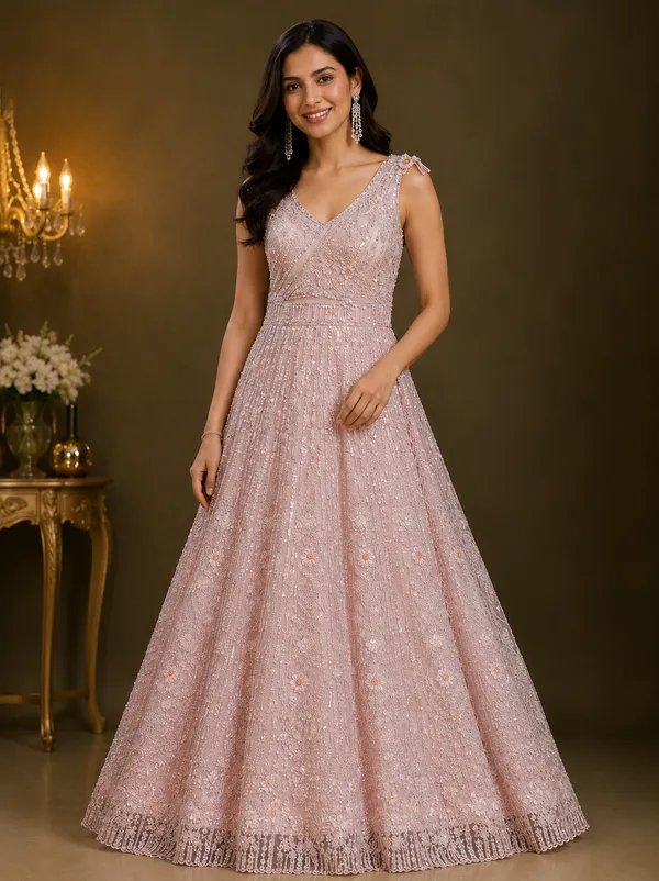 Pink_Stonework_Net_Gown