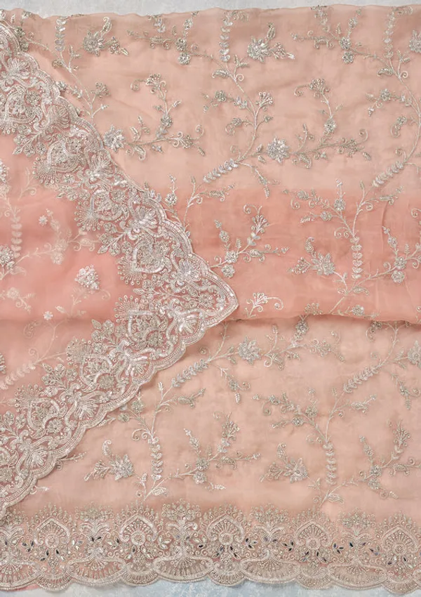 Peach_Tissue_Threadwork_Unstitched_Dress_Material_With_Matching_Bottom_And_Dupatta