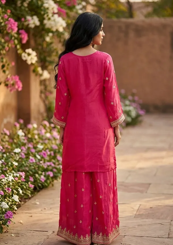 Magenta_Pink_Sequins_Crepe_Readymade_Salwar_Suit