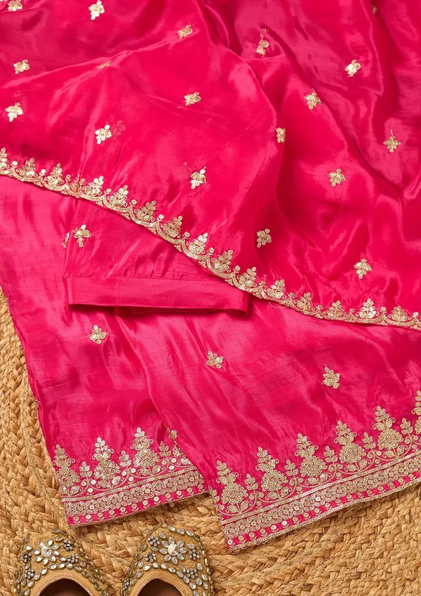 Magenta_Pink_Sequins_Crepe_Readymade_Salwar_Suit