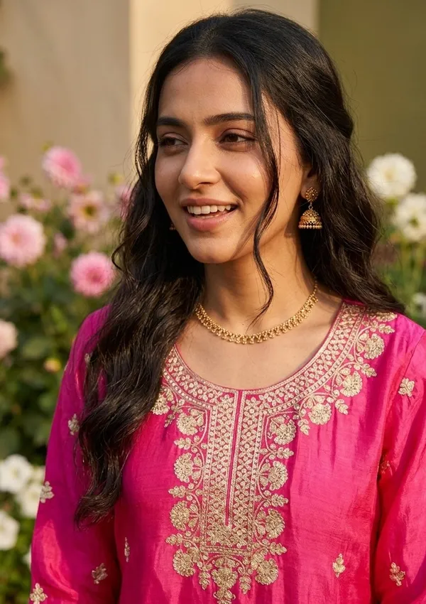 Magenta_Pink_Sequins_Crepe_Readymade_Salwar_Suit