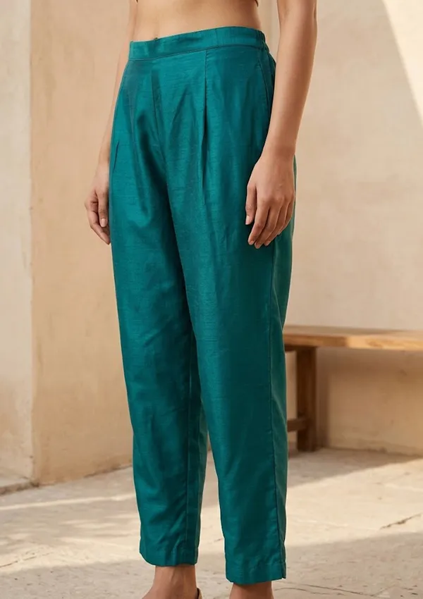 Peacock_Blue_Semi_Crepe_Threadwork_Straight_Kurta_With_Pant_Regular_And_Dupatta