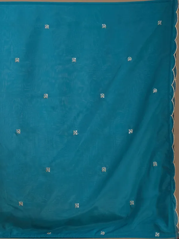 Peacock_Blue_Semi_Crepe_Threadwork_Straight_Kurta_With_Pant_Regular_And_Dupatta