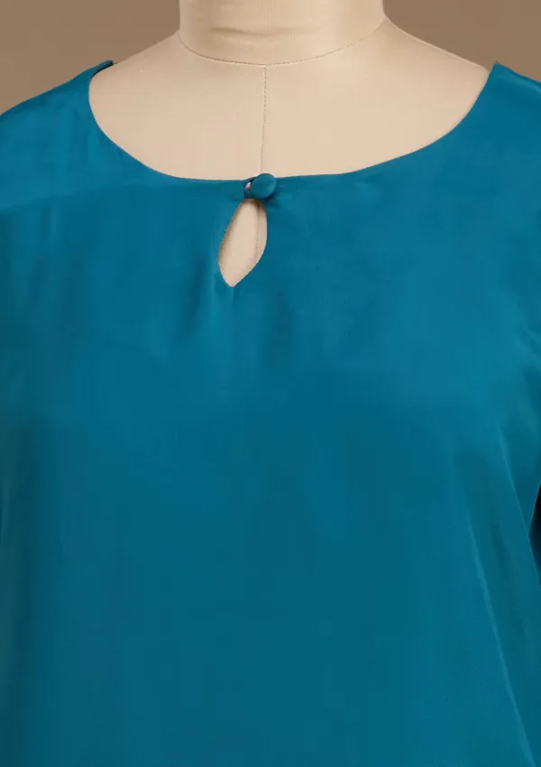 Peacock_Blue_Semi_Crepe_Threadwork_Straight_Kurta_With_Pant_Regular_And_Dupatta