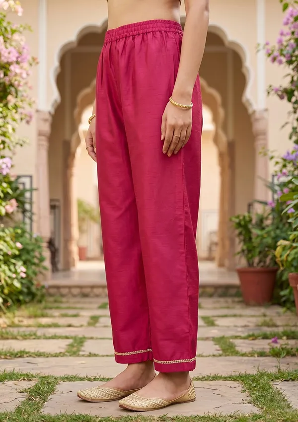 Magenta_Pink_Art_Silk_Cording_A_Line_Kurta_With_Pant_Regular_And_Dupatta
