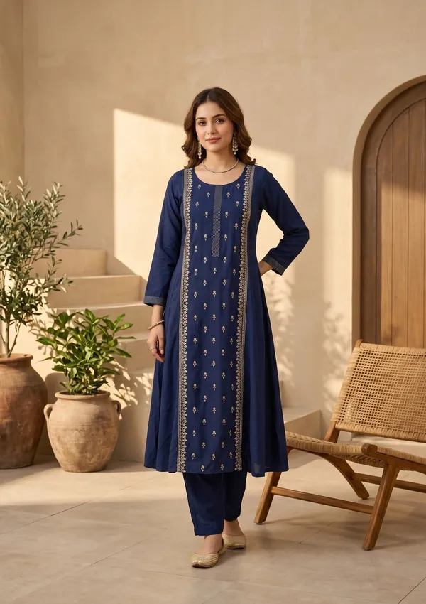 Navy_Blue_Art_Silk_Threadwork_A_Line_Kurta_With_Pant_Regular_And_Dupatta
