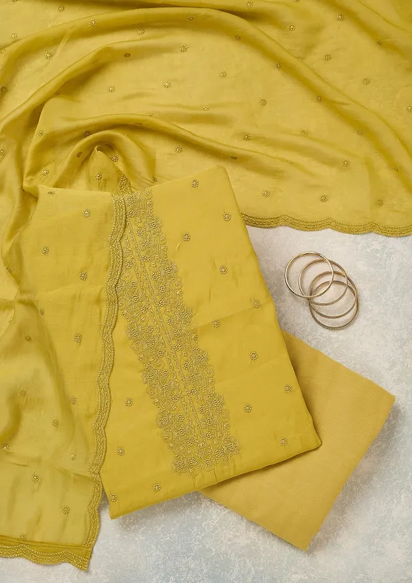 Lime_Green_Semi_Crepe_Threadwork_Unstitched_Dress_Material_With_Matching_Bottom_And_Dupatta