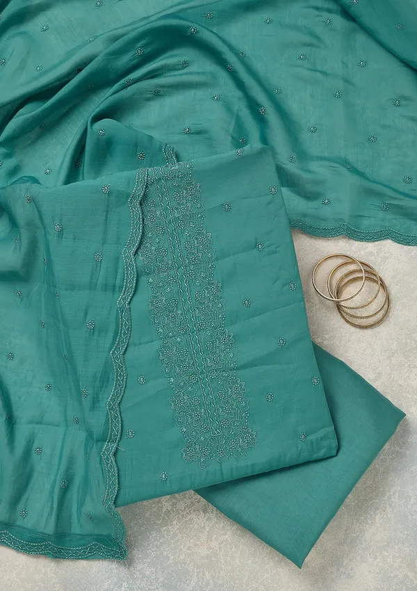 Blue_Semi_Crepe_Threadwork_Unstitched_Dress_Material_With_Matching_Bottom_And_Dupatta