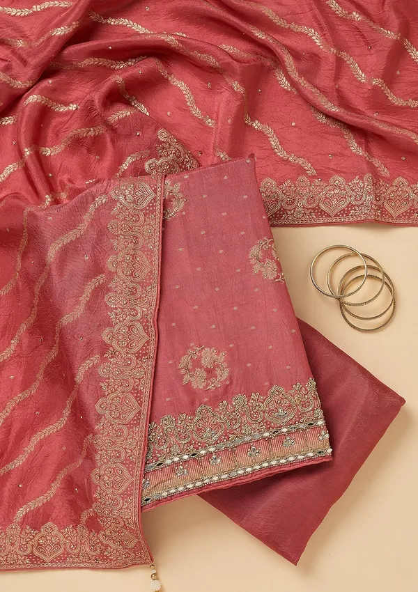 Onion_Pink_Dola_Silk_Gold_Stonework_Unstitched_Dress_Material_With_Matching_Bottom_And_Dupatta
