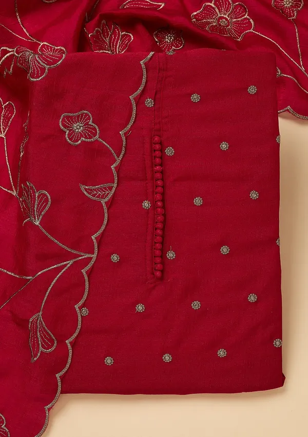 Rani_Pink_Soft_Raw_Silk_Gold_Zariwork_Unstitched_Dress_Material_With_Matching_Bottom_And_Dupatta