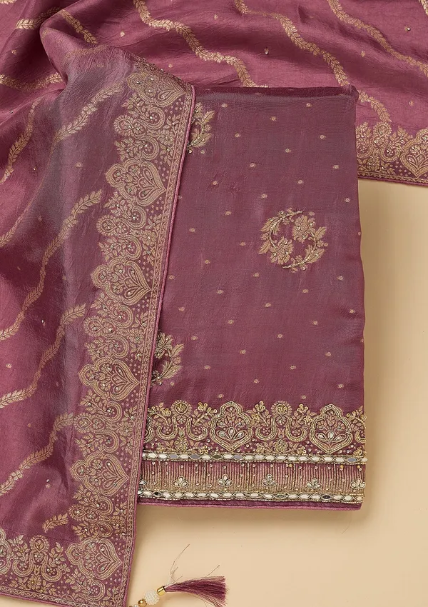 Mauve_Dola_Silk_Gold_Stonework_Unstitched_Dress_Material_With_Matching_Bottom_And_Dupatta