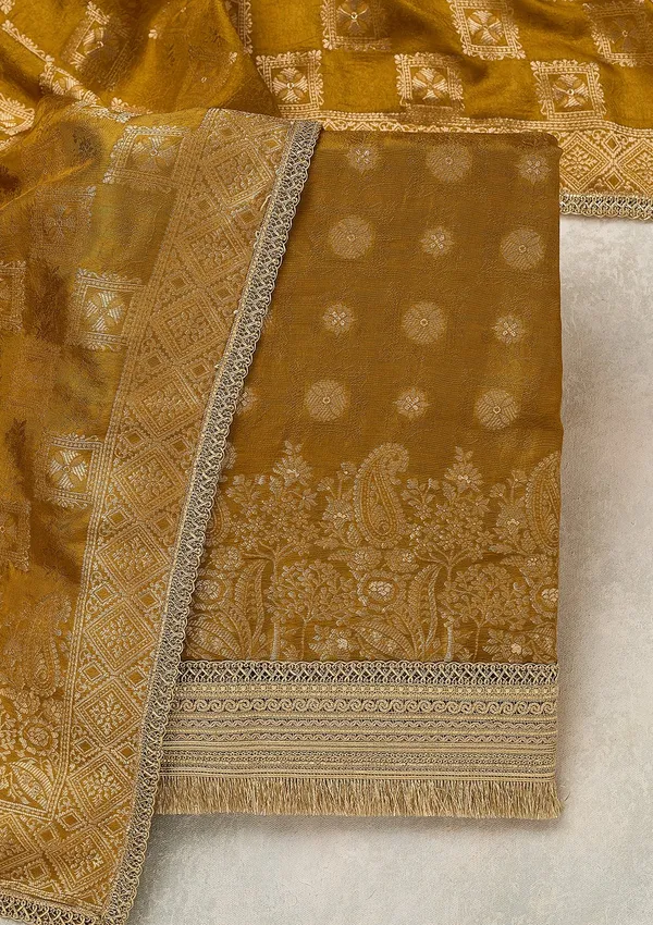 Mustard_Dola_Silk_Gold_Zariwork_Unstitched_Dress_Material_With_Matching_Bottom_And_Dupatta