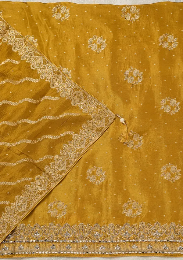 Mustard_Dola_Silk_Gold_Stonework_Unstitched_Dress_Material_With_Matching_Bottom_And_Dupatta
