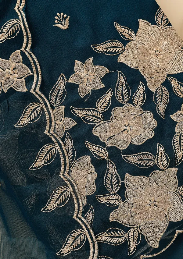 Peacock_Blue_Chinon_Threadwork_Unstitched_Dress_Material_With_Matching_Bottom_And_Dupatta