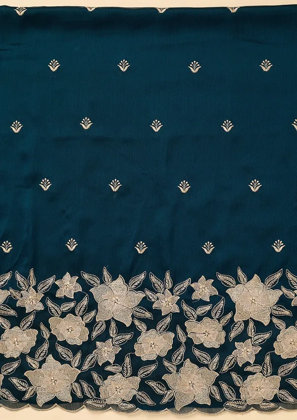 Peacock_Blue_Chinon_Threadwork_Unstitched_Dress_Material_With_Matching_Bottom_And_Dupatta