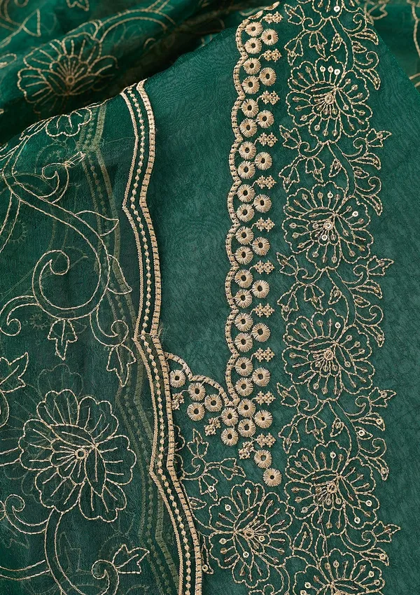 Peacock_Green_Shimmer_Threadwork_Unstitched_Dress_Material_With_Matching_Bottom_And_Dupatta