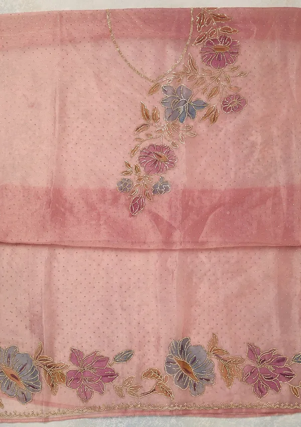 Onion_Pink_Tissue_Gold_Stonework_Unstitched_Dress_Material_With_Matching_Bottom_And_Dupatta