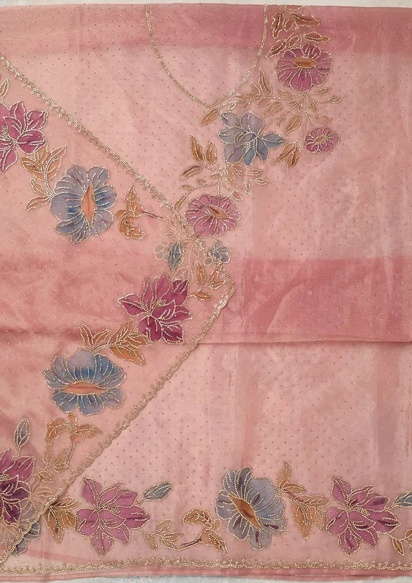 Onion_Pink_Tissue_Gold_Stonework_Unstitched_Dress_Material_With_Matching_Bottom_And_Dupatta