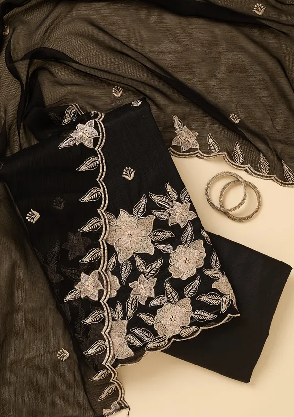 Black_Chinon_Threadwork_Unstitched_Dress_Material_With_Matching_Bottom_And_Dupatta