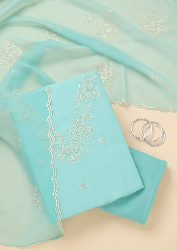 Sky_Blue_Tissue_Threadwork_Unstitched_Dress_Material_With_Matching_Bottom_And_Dupatta