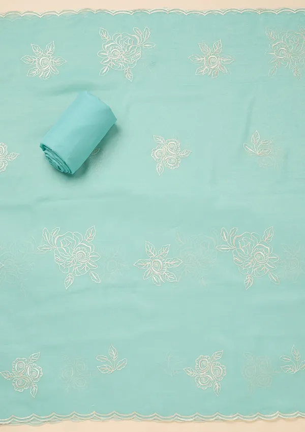 Sky_Blue_Tissue_Threadwork_Unstitched_Dress_Material_With_Matching_Bottom_And_Dupatta