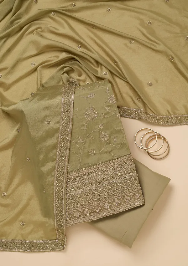 Pista_Green_Dola_Silk_Gold_Zariwork_Unstitched_Dress_Material_With_Matching_Bottom_And_Dupatta