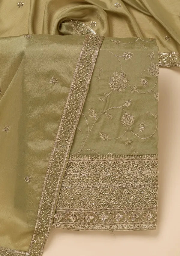 Pista_Green_Dola_Silk_Gold_Zariwork_Unstitched_Dress_Material_With_Matching_Bottom_And_Dupatta